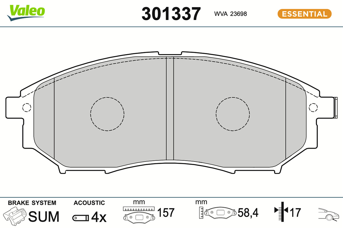 Jeu de 4 plaquettes de frein VALEO ref. 301337